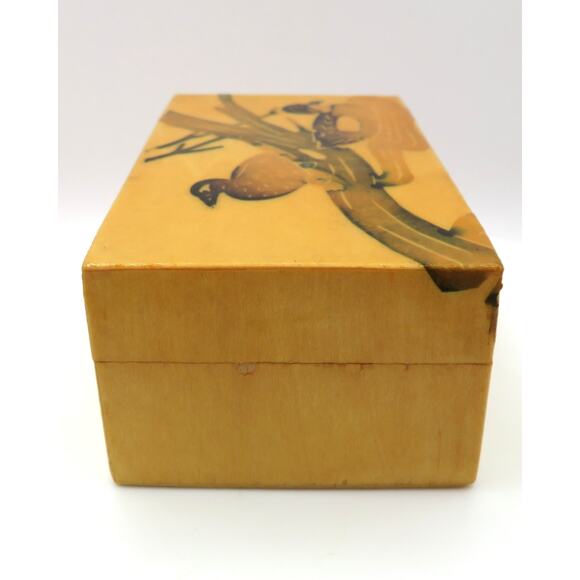 Vintage Chinese Lacquered Wood Box\ Ducks Trinket Jewelry Storage Rustic Japandi - Picture 6 of 14